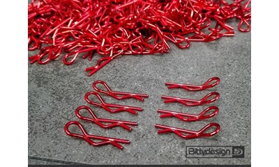 Body Clips Kit Big scale 1/5 - 1/7 - 1/8,  8pcs - Red