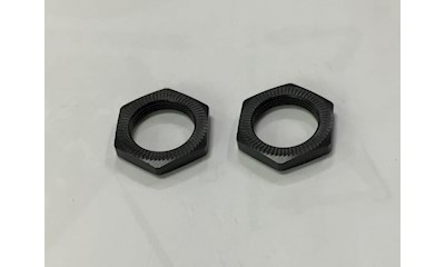 Wheel Hex Nuts 23mm(2pcs, Ribbed, Matte Black)