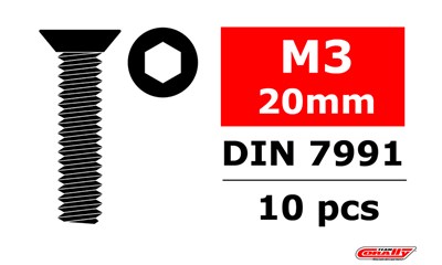 Stahl Schrauben M3 x 20mm - Innensechskant Senkkopf - 10 St