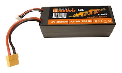 Lipo Akku 4S 14.8 Volt 5200mAh 50C XT90 eckig