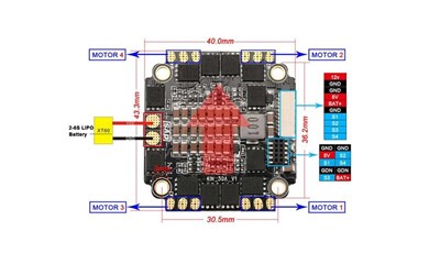 F30A 4in1 BLHeli_S BEC 5V / 12V 3A Dshot600 Oneshot125/24 Multishot 2-6S