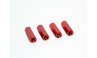 Distanzbolzen Aluminium 15mm/M3 (4 Stk) Rot