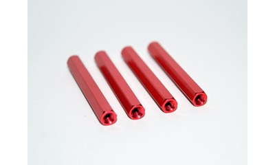 Distanzbolzen Aluminium 25mm/M3 (4 Stk) Rot