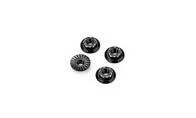 RC10B7 M4 Low-Profile Alloy Wheel Nut - Black -4pc