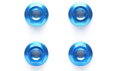 4mm ALU Serrated Nut (4) blue