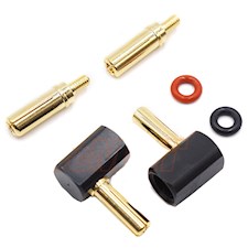 Goldkontakt 4.0 mm Stecker, Anlötung 90° Winkel  (2 Stück)